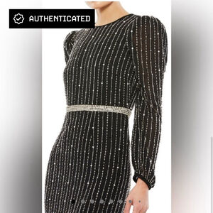 Mac Duggal 93622 Beaded Long Sleeve Prom Dress NWT – Size 4 Black Sheath